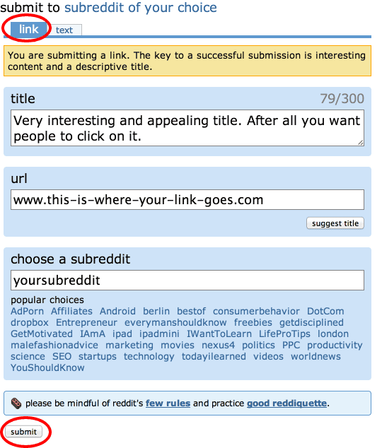 how to submit your link