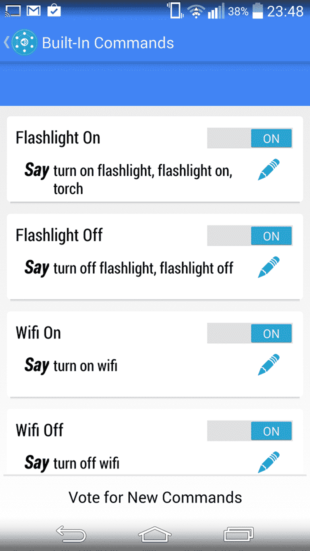 google voice actions commands list