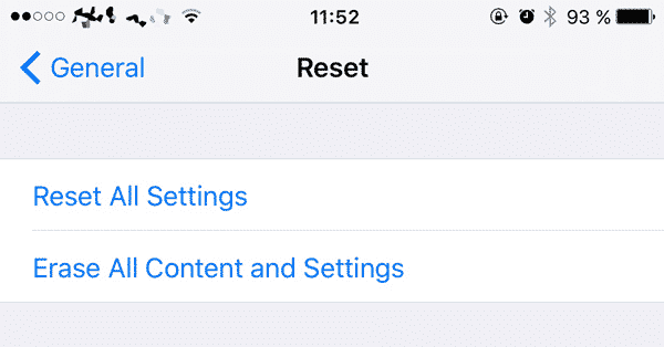 settings view iphone reset option