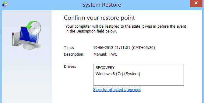 system restore