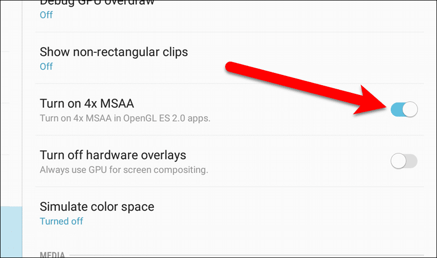 Enable "Turn on 4x MSAA" setting in Developer options.