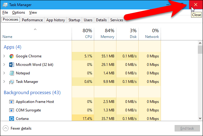 Close the Task Manager window.