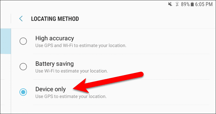 Set Locating Method to Device only.