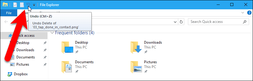 Undo command added to Quick Access Toolbar.