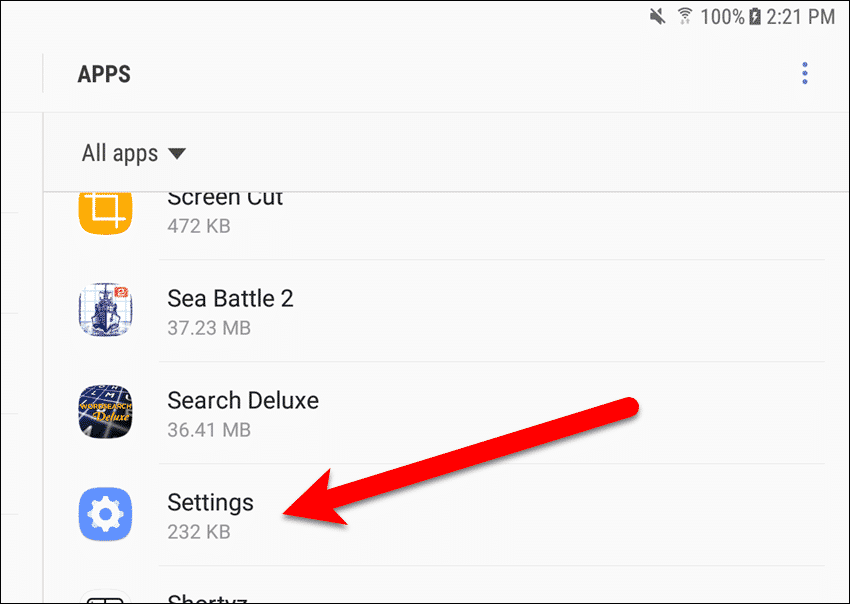 Tap the Settings app in the app list.