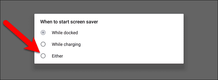 Select when the screen saver will start.