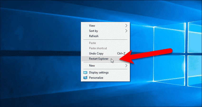 Use the Restart Explorer option on the Desktop context menu.