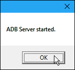ADB server started.