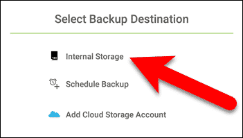 Select backup destination.
