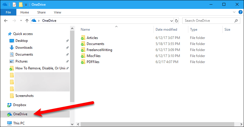 OneDrive in File Explorer