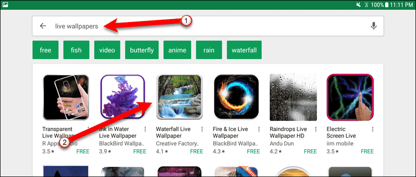 Search for live wallpapers in the Play Store
