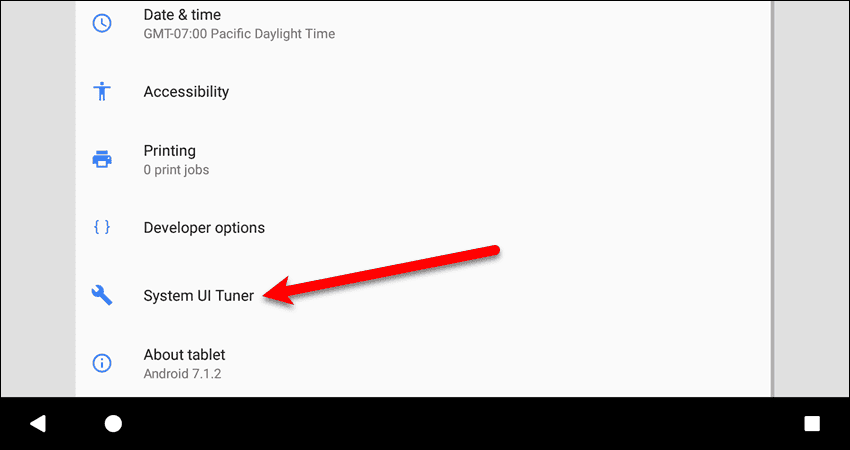 Tap System UI Tuner in Settings