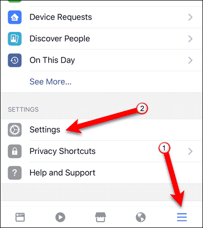 Tap Settings in Facebook for Android.