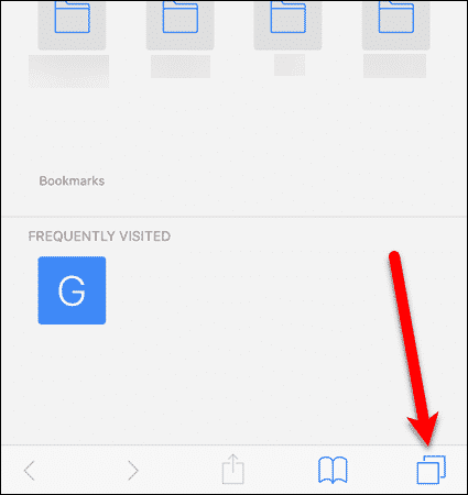 Tap the tabs button in Safari on iOS