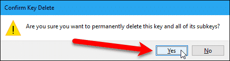 Confirm Key Delete dialog box