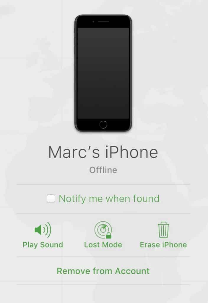 icloud findmyiphone offline