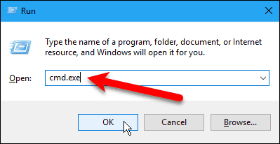 Open the Command Prompt window in Windows