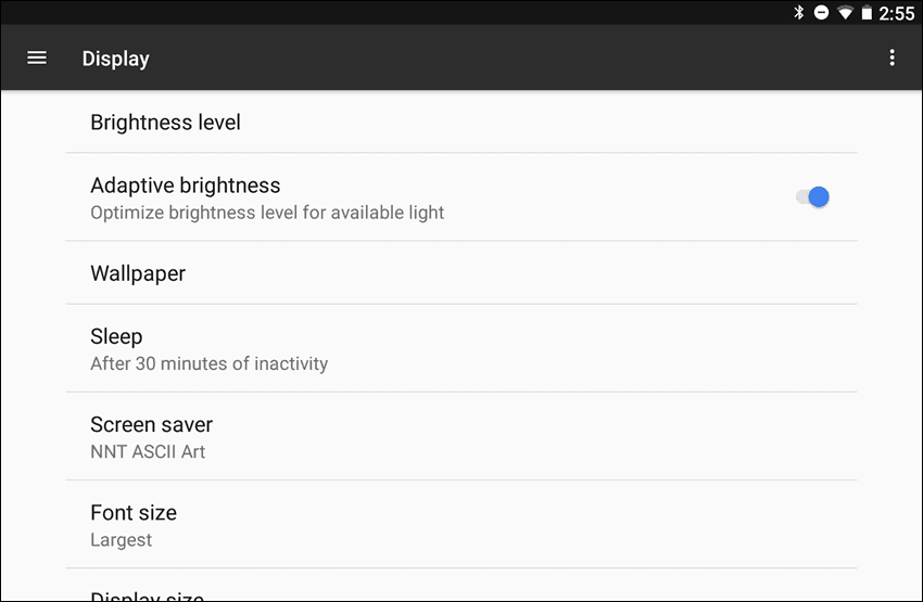 Larger text in the Settings app on a Google device