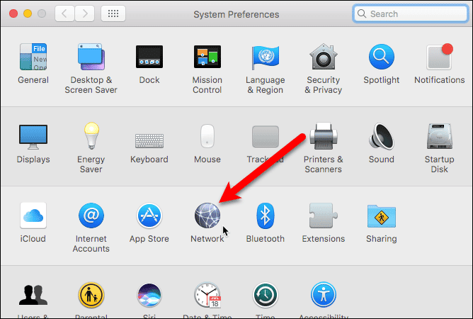 Click the Network icon in System Preferences