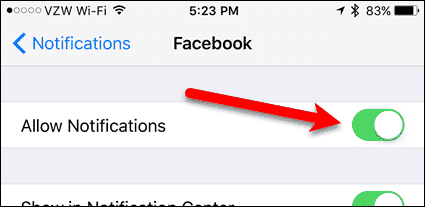 Turn off Allow Notifications for app on iOS