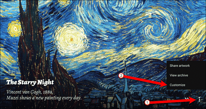 Tap the menu icon and Customize