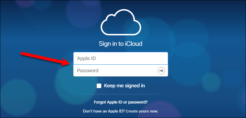 Sign in to iCloud.com