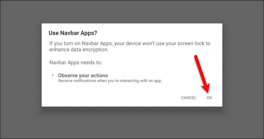 Use Navbar Apps confirmation dialog box