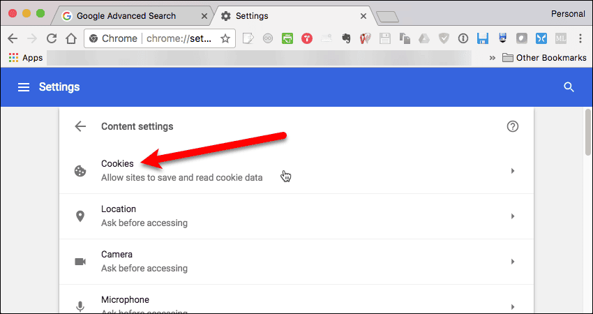 delete cookies chrome for mac