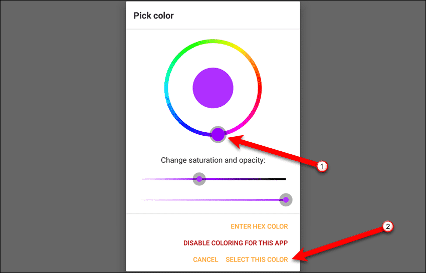 Pick color dialog box