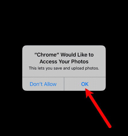 Chrome would like to access photos