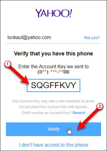 Enter the Account Key and click Verify