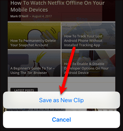 Tap Save as New Clip