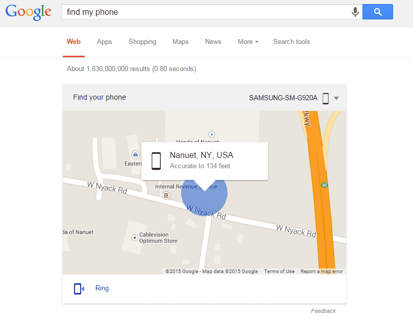 google find my phone located