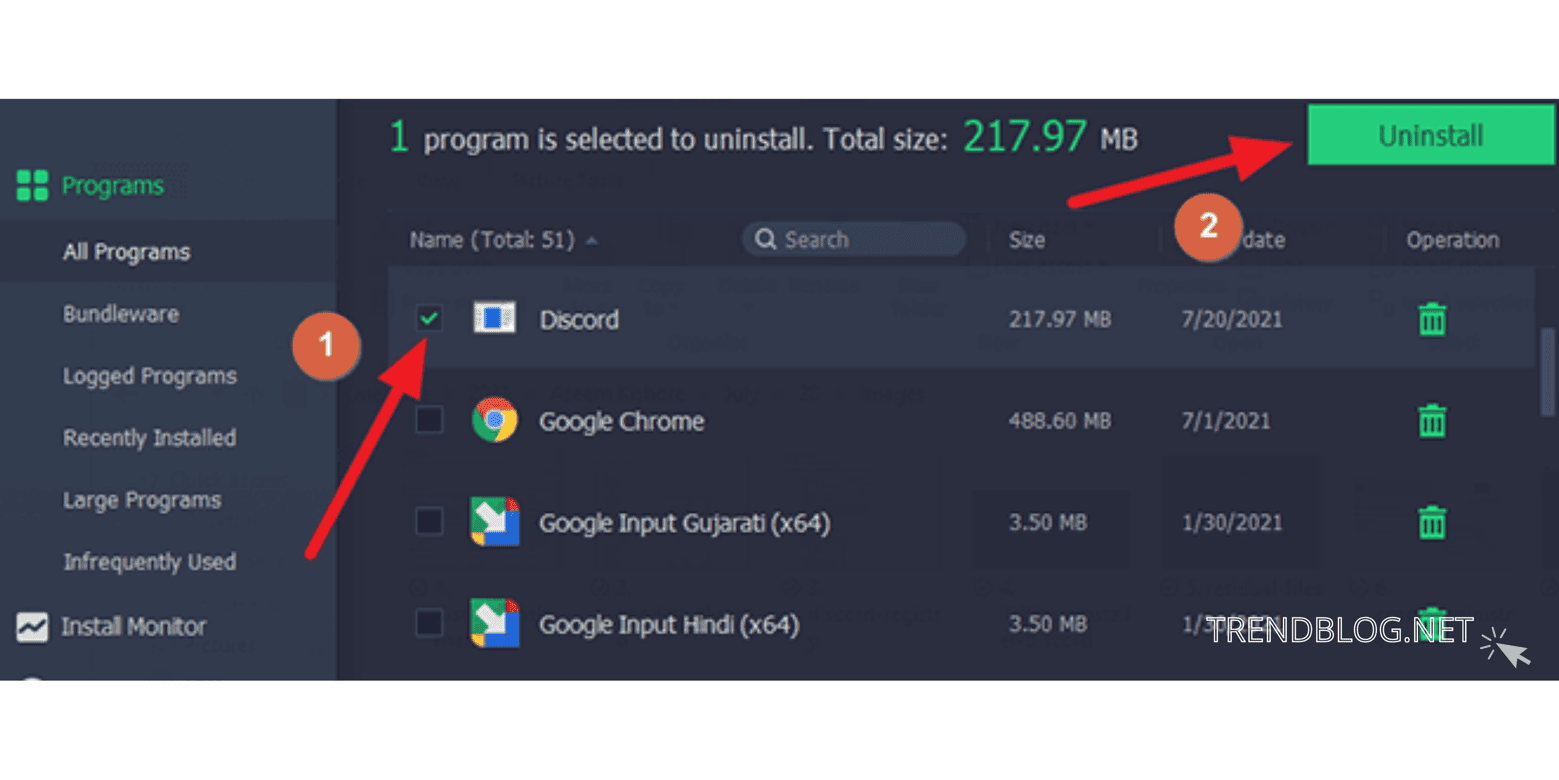 uninstall discord on any device