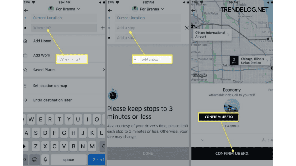 how to add stop on uber 