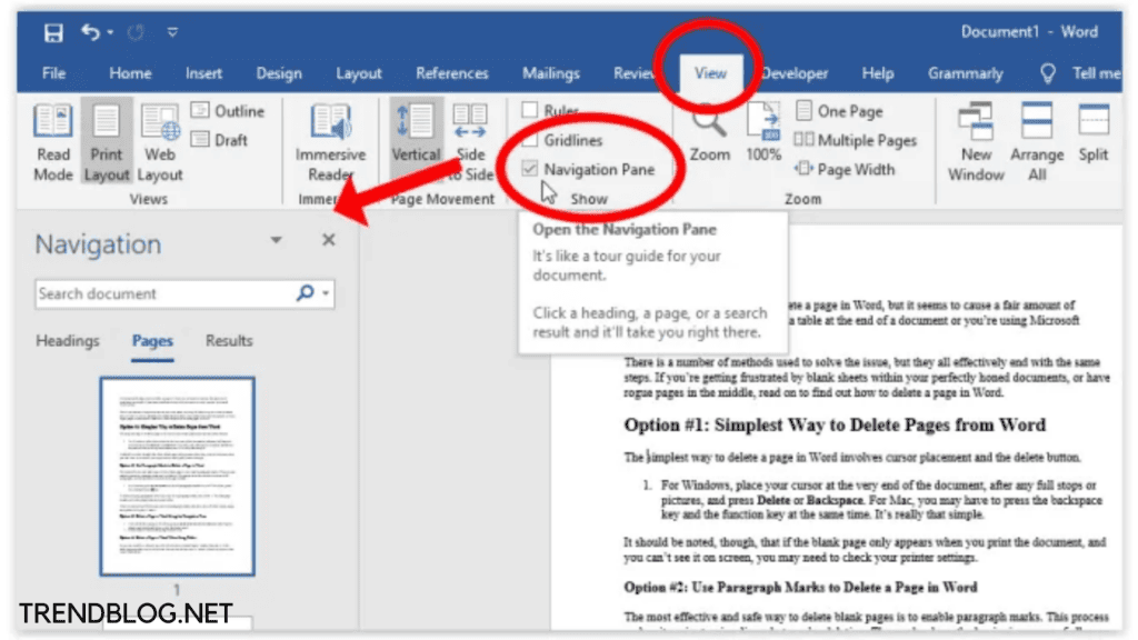 How to remove a page in word