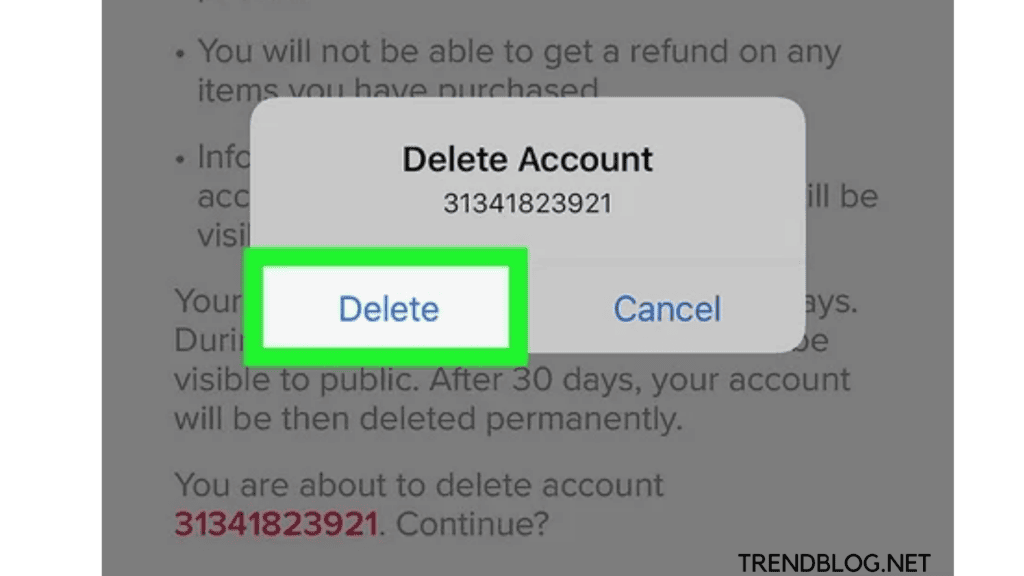 delete tiktok account
