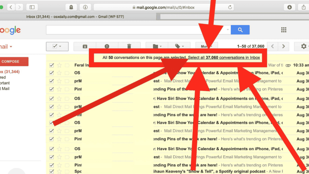 How to mass delete emails in Gmail