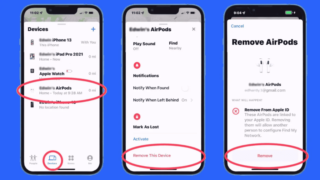 Remove AirPods Apple ID