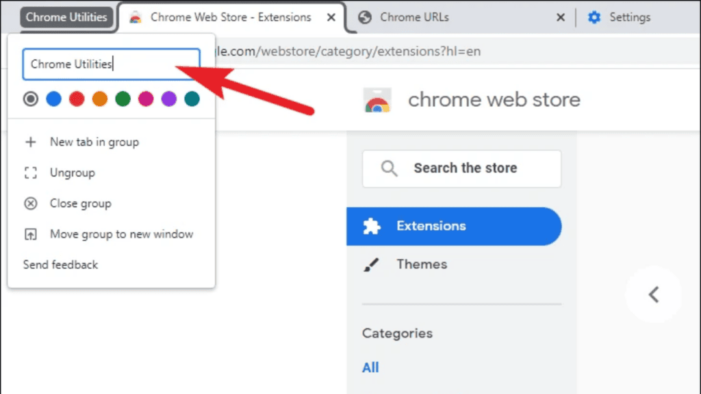 create and save Chrome tab groups