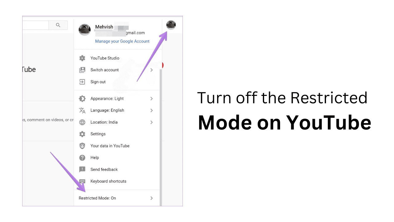 How to turn off the Restricted mode want on YouTube?
