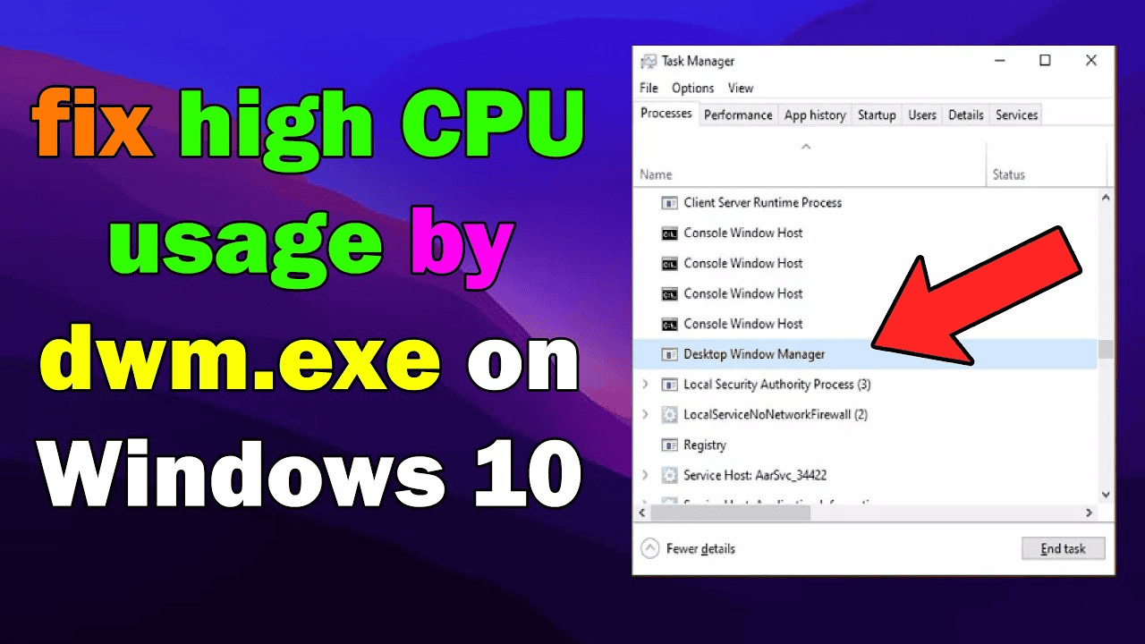 fix high CPU usage by dwm.exe on Windows 10