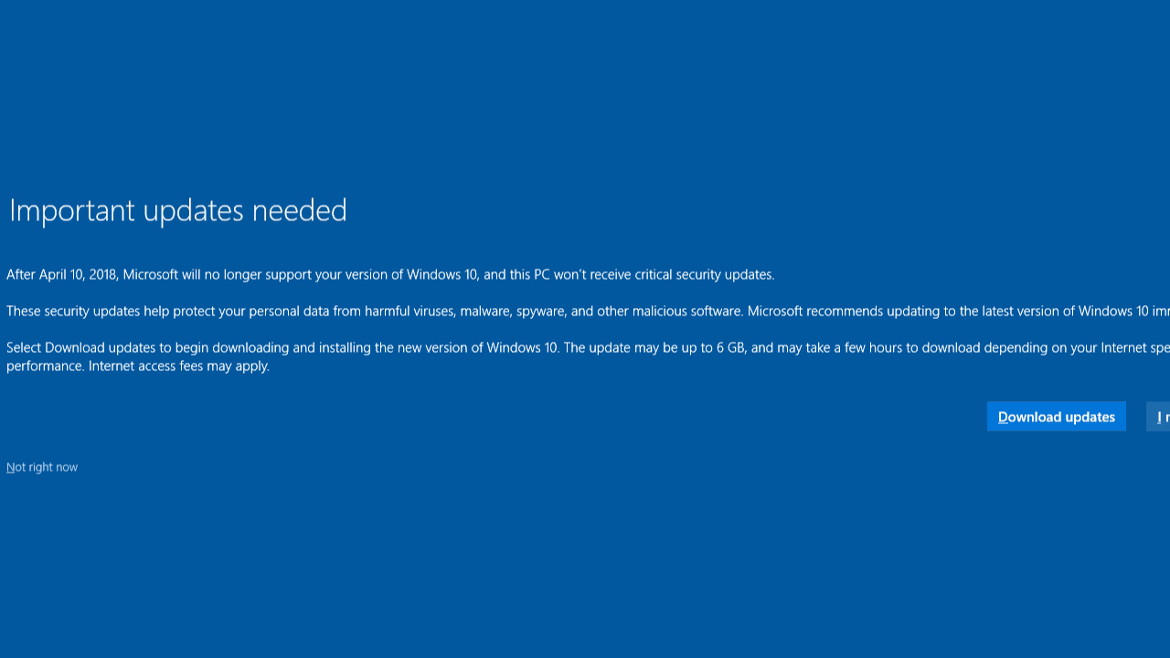 End of Windows 10 updates