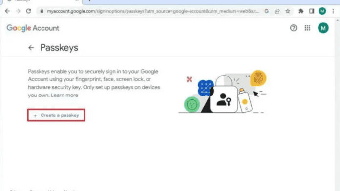use a passkey to sign into your Google account