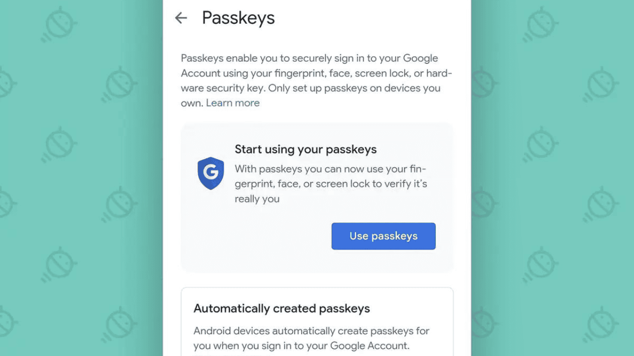 use a passkey to sign into your Google account