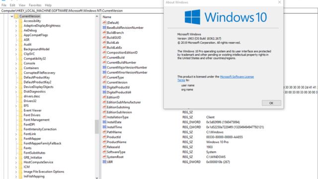 Change Registered Owner Name in Windows 10