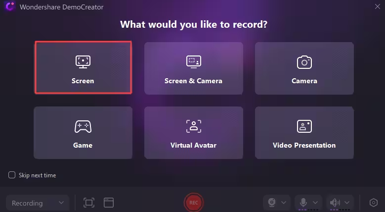 select the recording mode